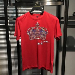 New Fashion Trend Crown Hot Diamonds Rhinestones Summer Luxury Men T-Shirt