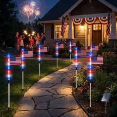 8-Piece Flag Light Set, 4Th of July Decorations 8 Lighting Modes, 8-In-1 America