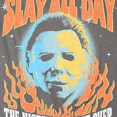 HALLOWEEN 2 MICHAEL MEYERS SHIRT LARGE GRAY ORANGE MOVIE CASUAL HORROR NWT