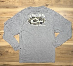 Drake Waterfowl Systems Hunting Gray Longsleeve Graphic T Shirt Size Medium