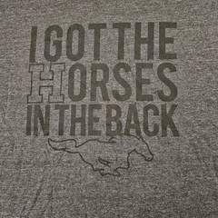 Graphic T Shirt I Got The Horses In The Back Mustang Print Charcoal Gray 2XL