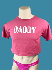 3D puff DADDY custom print Men Red garment-dye cotton Crop Top T-shirt