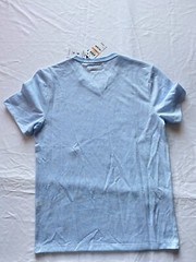 Alfani Mens Blue V-NeckT-Shirt Size S Lenin Stretch Easy Care