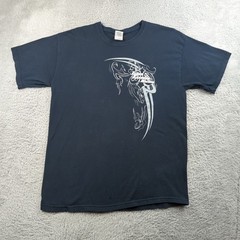 VTG Y2K T Shirt Mens L Black Tribal Fleur Graphic Jared Landers Racing Tribal