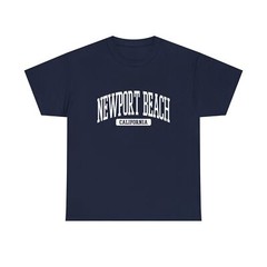 Newport Beach California Souvenir Beach, Aesthetic, Retro Navy Blue Tee
