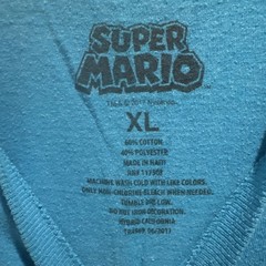 Super Mario Periodic Table Graphic Blue Cotton Polyester Crew Neck Men’s XL