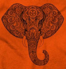 Geometric Spirit Animal Henna Elephant Head Long Sleeve Crewneck Tee Men Women