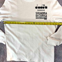 Diadora Long Sleeve T Shirt Mens XS White Graphic Crewneck Squadra Di Corsa