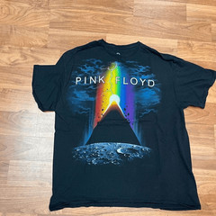 Liquid Blue Mens Pink Floyd Rainbow Pyramid Moon Graphic T-shirt Black XL