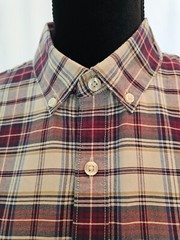 Claiborne checker beige red blue dress men top size L M69