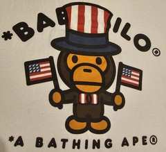 Bathing Ape BAPE Baby Milo USA Independence Day Tshirt Size Large White