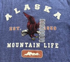 Alaska Mountain Life T Shirt Medium Adult Bald Eagle Outdoors Short Sleeve Tee