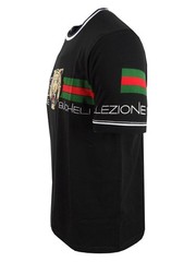 Mens T-Shirt Bucheli Italian Baroque Logo Stripe Gold Tiger Slim Fit Crew Neck
