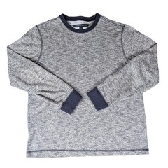 Tommy Hilfiger Mens Navy White Marled Knit Long Sleeve Crewneck Pullover Top
