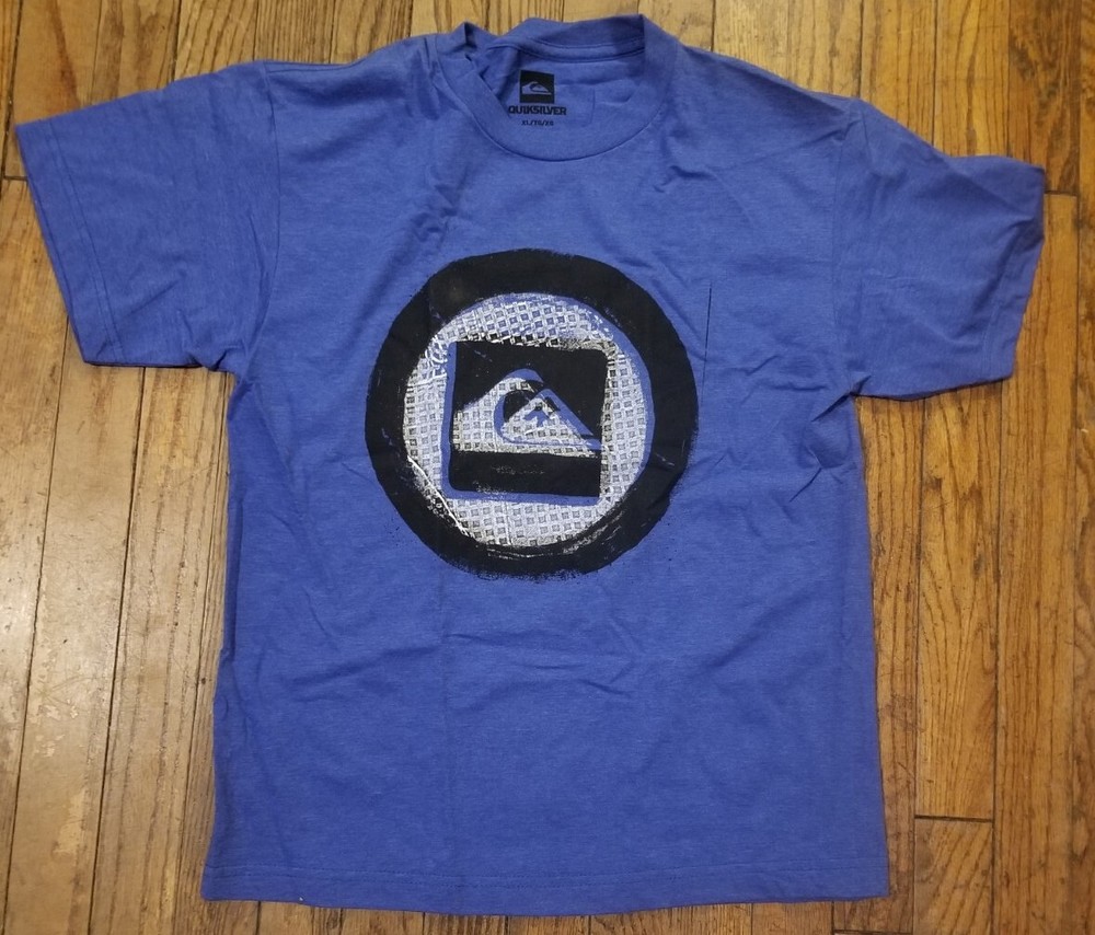 Vintage 90s Quicksilver T Shirt Blue YOUTH Size XL Surf Skate Fun Beach Surfing