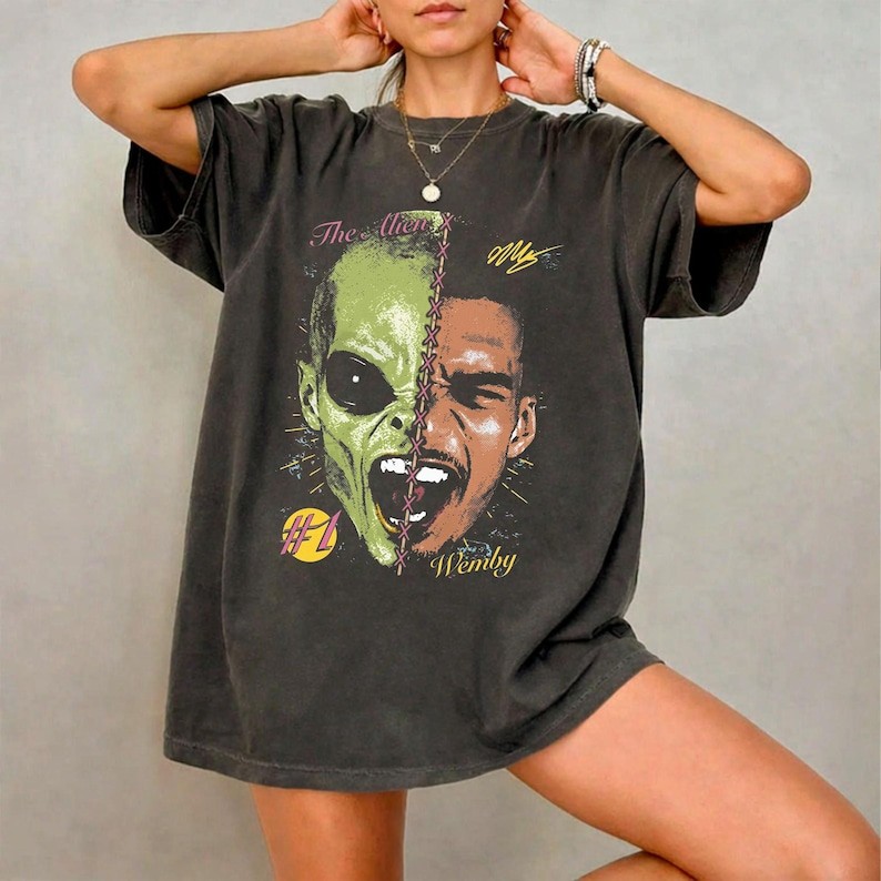 Victor Wembanyama Alien Shirt, Wemby Number 1 Basketball Graphic Tee