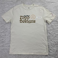 Topo Designs Shirt Mens Large Ivory Graphic Tee Colorado USA 100% Organic Cotton