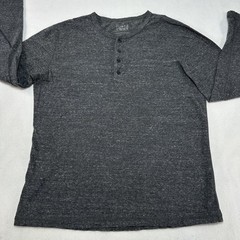 Flint And Tinder Henley Shirt Mens Medium Gray Long Sleeve Made In USA Cotton