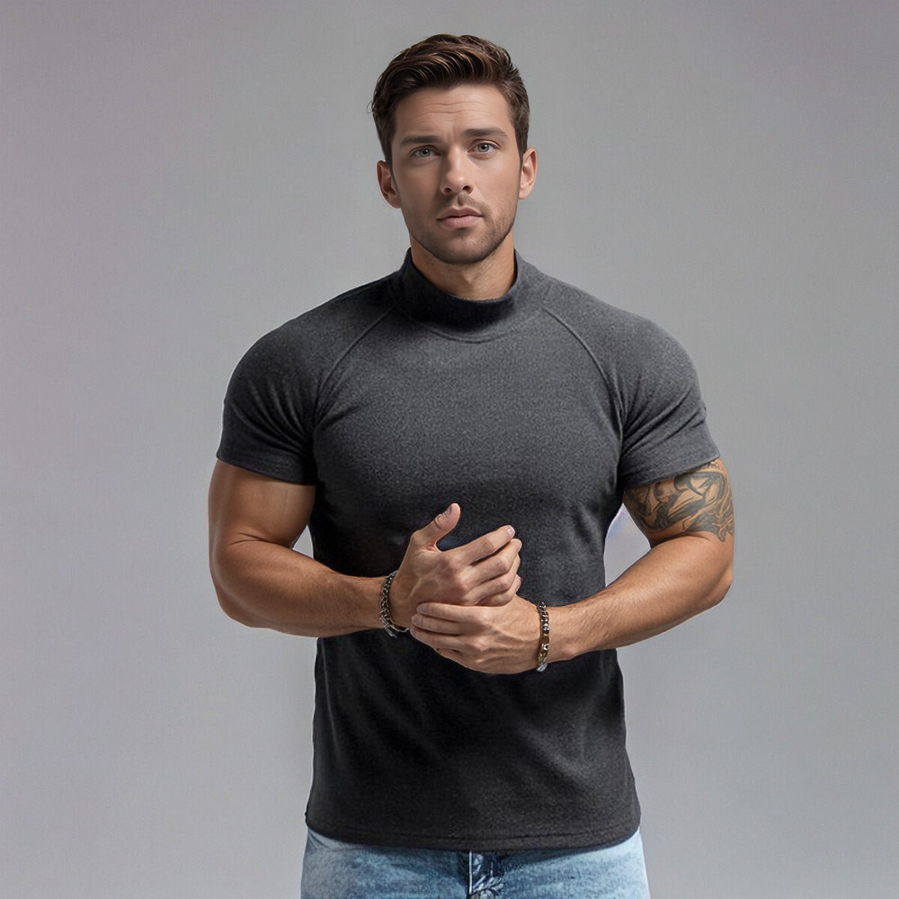 Men’s Muscle Slim Fit T Shirt Streetwear Solid Colors Boy Friend Style Gym High