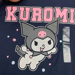 Sanrio T-Shirt Adult Medium Navy Blue Cute Cat Kuromi Graphic Cotton Casual