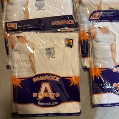6 Large White A Shirt/ Tang Top Special,Individually Wrapped.