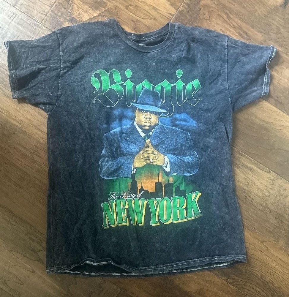 The Notorious B.I.G. King of New York Acid Wash Graphic T-Shirt Size LG