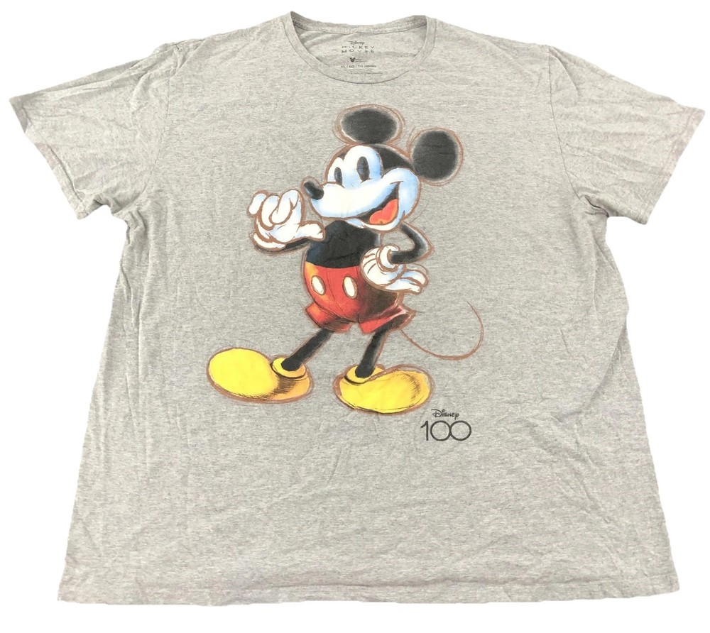 Disney Mickey Mouse Shirt Mens XL Gray Disney 100 Graphic Tee Anniversary