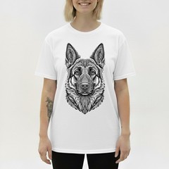 Artistic German Shepherd T-Shirt Line Art Dog Lover GSD Portrait Graphic Tee