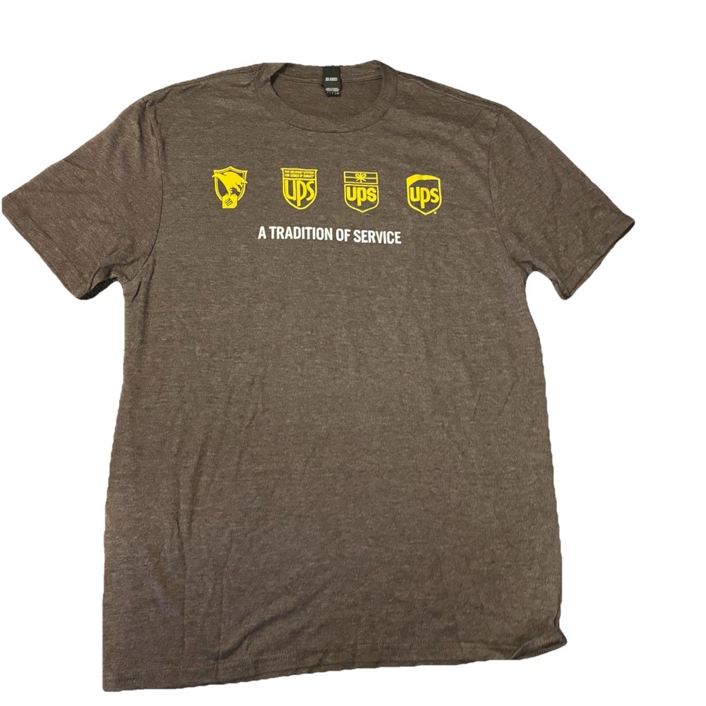 UPS “A Tradition of Service” Heathered Brown Graphic Ladies SMALL T-Shirt NWOT