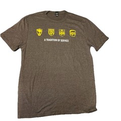 UPS “A Tradition of Service” Heathered Brown Graphic Ladies SMALL T-Shirt NWOT