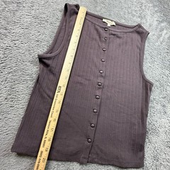 Madewell Ribbed Button Front Tank Top Vest Womens S Gray Cotton Blend Sleeveless