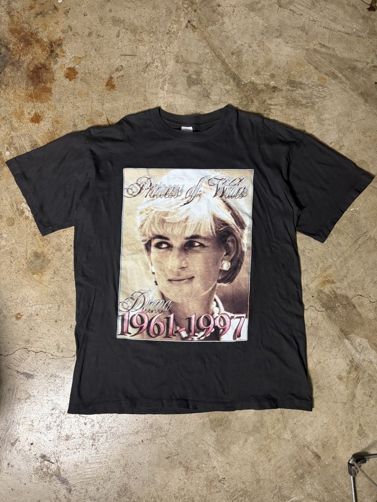 Vintage Princess Diana Memorial Shirt Rap Tee Mens XXL Black Single Stitch 90s