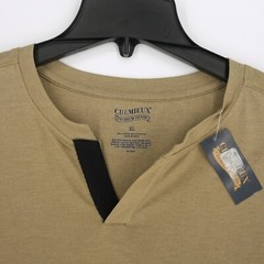 Cremieux Men’s Long-Sleeve Shirt Notch Neck XL Tan Solid Tagless NWT