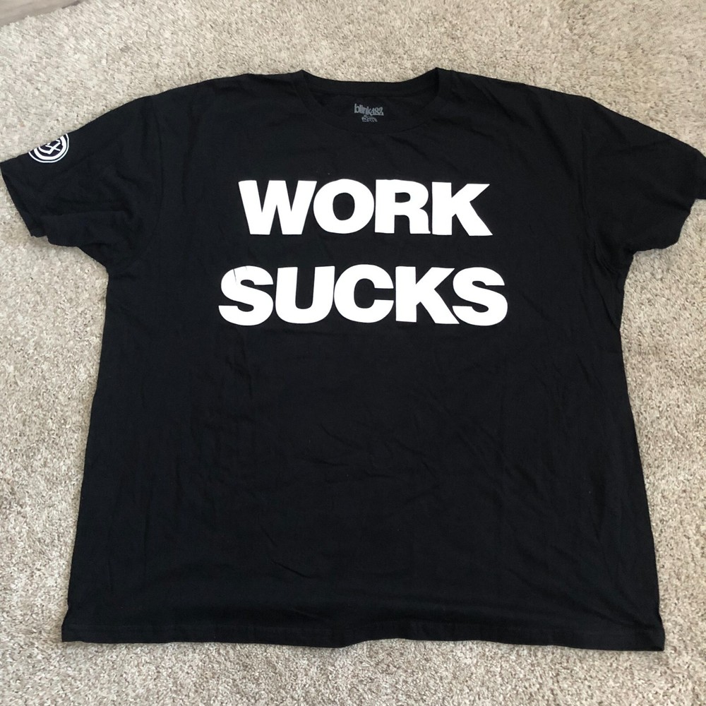 BLINK 182 Work Sucks Tour Concert BLACK One More Time XXL 2024 Tee T Shirt FLAW