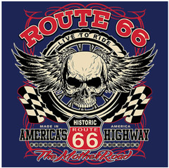 BIKER T-SHIRT-ROUTE 66-LIVE TO RIDE-AMERICA’S HIGHWAY