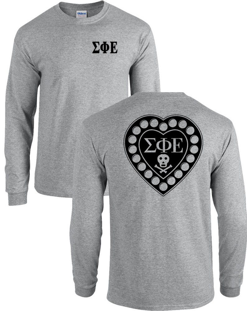 Sigma Phi Epsilon Fraternity Badge Long Sleeve SigEp Heart Shirt – MANY COLORS