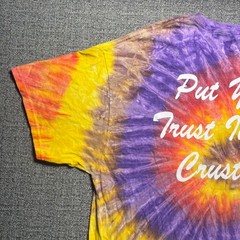 Vintage Tie Dye Pizza Place T Shirt Mens XL Purple Red Yellow Spiral Colortone