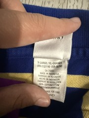 Vintage 90s Disney Store Goofy Embroidered Blue Yellow Striped Polo Tee Size XL
