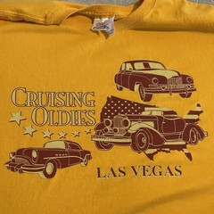 Vintage Shirt Men 2XL Yellow Y2K Las Vegas Car Workout Streetwear Crew Neck Tee