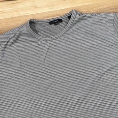 Vince T-Shirt Mens XXL Striped Cotton Blend Minimalist Quiet Luxury Grey White