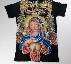 Christian Audigier Rhinestone Graphic T-Shirt Black Red Roses Wings Vintage NWT