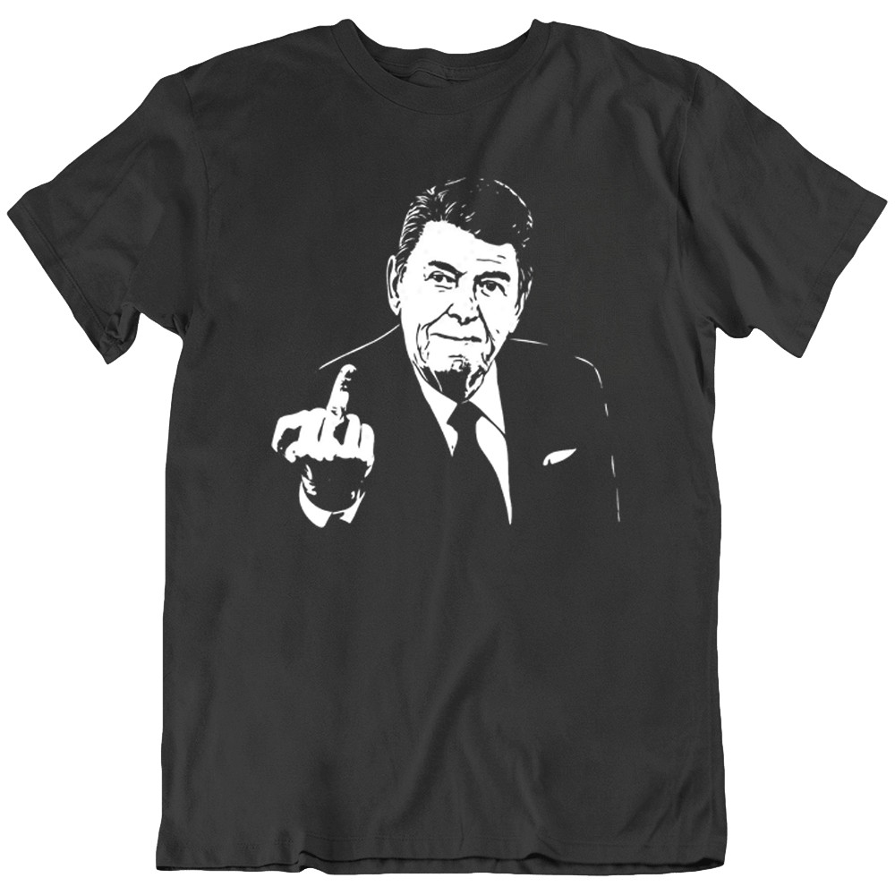 Ronald Reagan Donald Trump Republican Middle Finger T-Shirt Tee Gift New