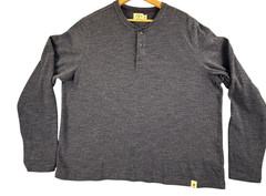 Brooks Brothers Red Fleece Shirt Mens 2XL Blue Henley Long Sleeve Knit Heather