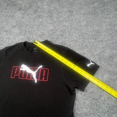Puma T Shirt Men Large Black Cotton Logo Print Crew Neck Straight Hem Streetwear