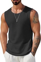 Mens Waffle Knit Tank Tops 2 Pack Breathable Sleeveless Summer Muscle Shirts