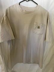 Lot of 2 Carhartt K87 Heavyweight Cotton Pocket T-Shirts Men’s L Sand & Charcoal