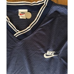 Vintage Nike Mesh Jersey Shirt Navy White Stripe Size M