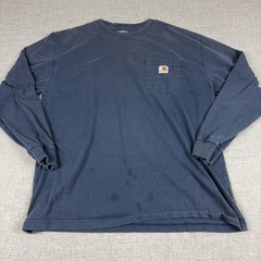 Carhartt Shirt Mens Large Blue Long Sleeve Pocket Workwear Tee Relaxed Fit