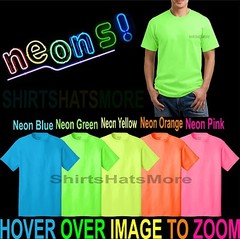 Mens T-Shirt NEONS Classic Fit Cotton Blend Neon Glow Blended Tee S-6XL NEW!