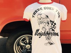 THERE GOES THE NEIGHBORHOOD RINGER T SHIRT biker punk metal patch jacket badge